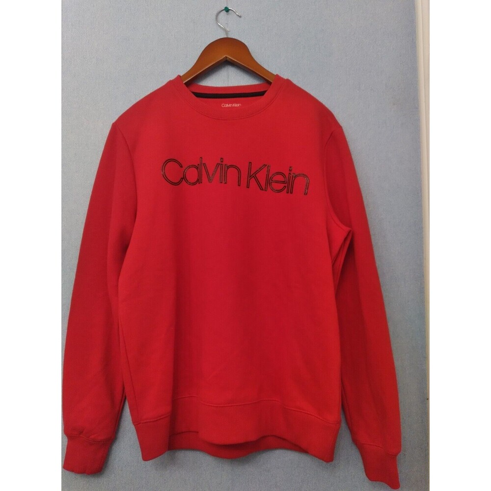 Calvin Klein Red Crew Neck Sweatshirt‎ Pullover Casual Comfy Mens Size S